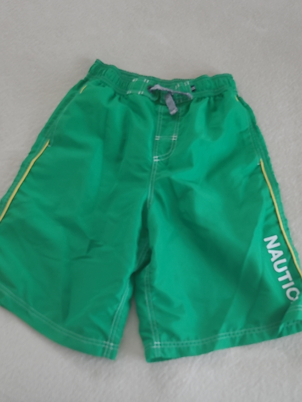 Nautica Green Swim Shorts with Yellow Piping